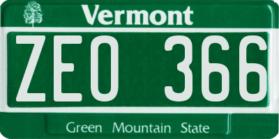 VT license plate ZEO366