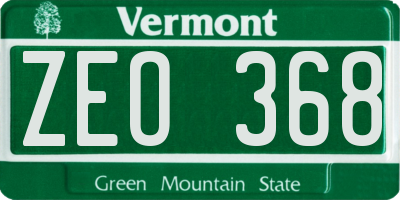 VT license plate ZEO368