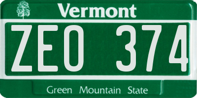 VT license plate ZEO374