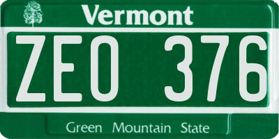 VT license plate ZEO376