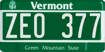 VT license plate ZEO377