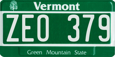 VT license plate ZEO379
