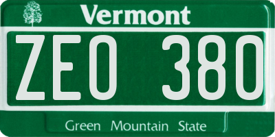 VT license plate ZEO380