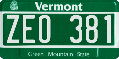 VT license plate ZEO381