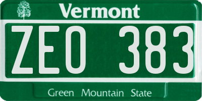 VT license plate ZEO383