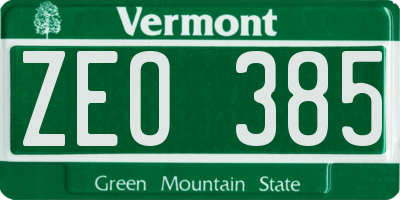 VT license plate ZEO385