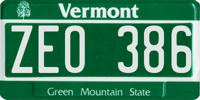VT license plate ZEO386