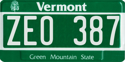 VT license plate ZEO387