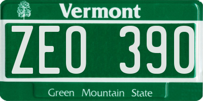VT license plate ZEO390
