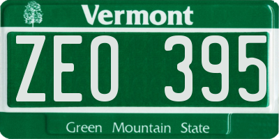VT license plate ZEO395