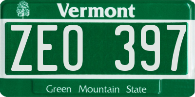 VT license plate ZEO397