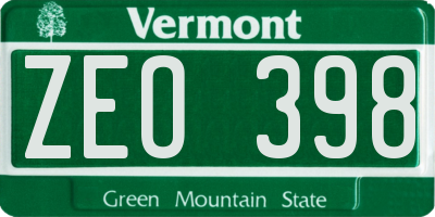 VT license plate ZEO398