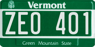 VT license plate ZEO401