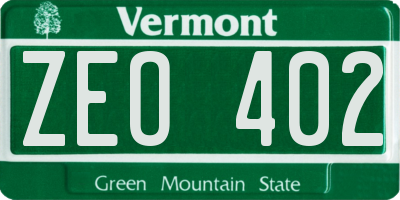 VT license plate ZEO402