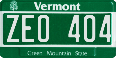 VT license plate ZEO404