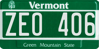 VT license plate ZEO406