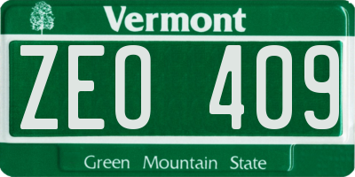 VT license plate ZEO409