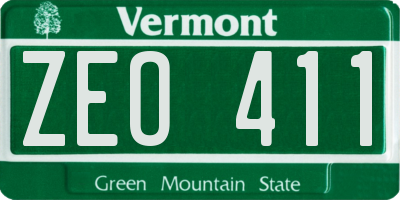 VT license plate ZEO411