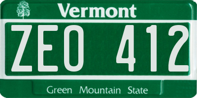 VT license plate ZEO412