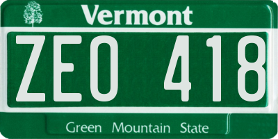 VT license plate ZEO418