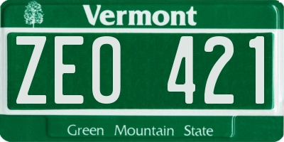 VT license plate ZEO421