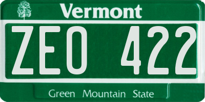 VT license plate ZEO422