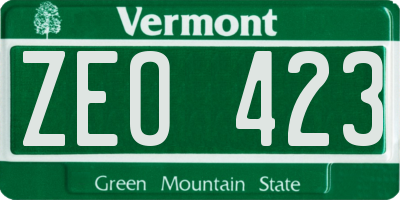 VT license plate ZEO423