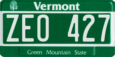 VT license plate ZEO427