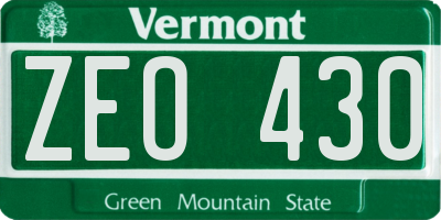 VT license plate ZEO430