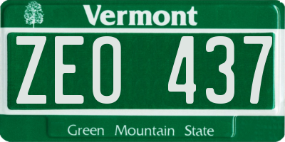 VT license plate ZEO437