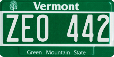 VT license plate ZEO442