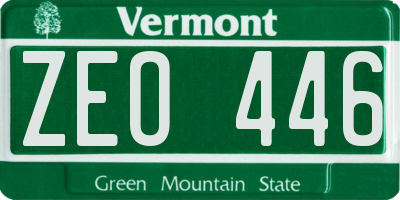 VT license plate ZEO446