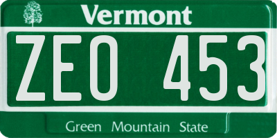 VT license plate ZEO453