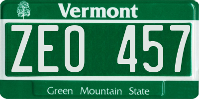 VT license plate ZEO457