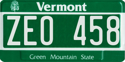 VT license plate ZEO458