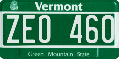 VT license plate ZEO460