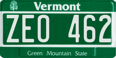 VT license plate ZEO462