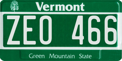 VT license plate ZEO466