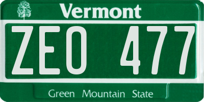 VT license plate ZEO477