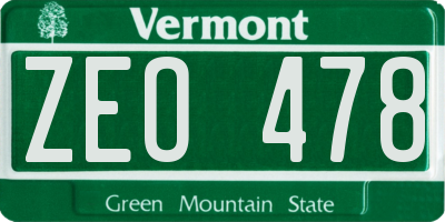 VT license plate ZEO478
