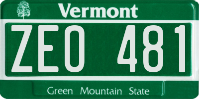 VT license plate ZEO481