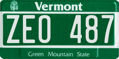 VT license plate ZEO487
