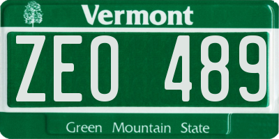 VT license plate ZEO489