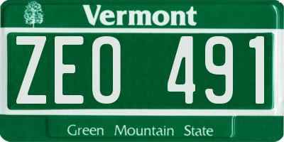 VT license plate ZEO491