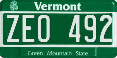 VT license plate ZEO492