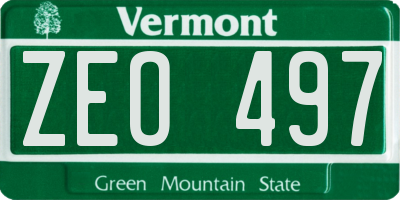 VT license plate ZEO497