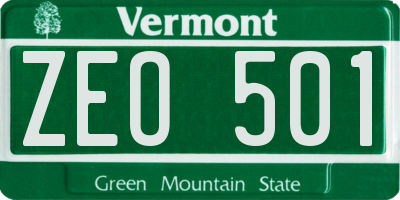 VT license plate ZEO501