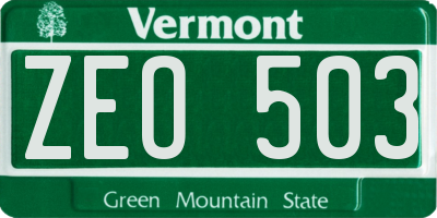 VT license plate ZEO503
