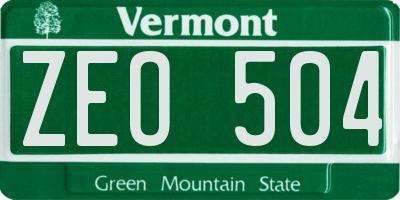 VT license plate ZEO504