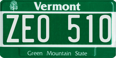 VT license plate ZEO510